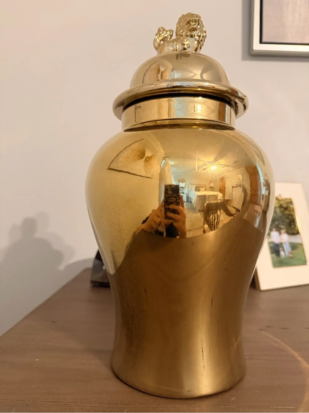 Gold Lion Head Ginger Jar